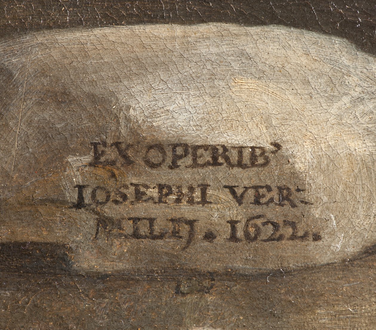 Kunstnerens signatur, Fødsel, detalje, 1622 af Giuseppe Vermiglio