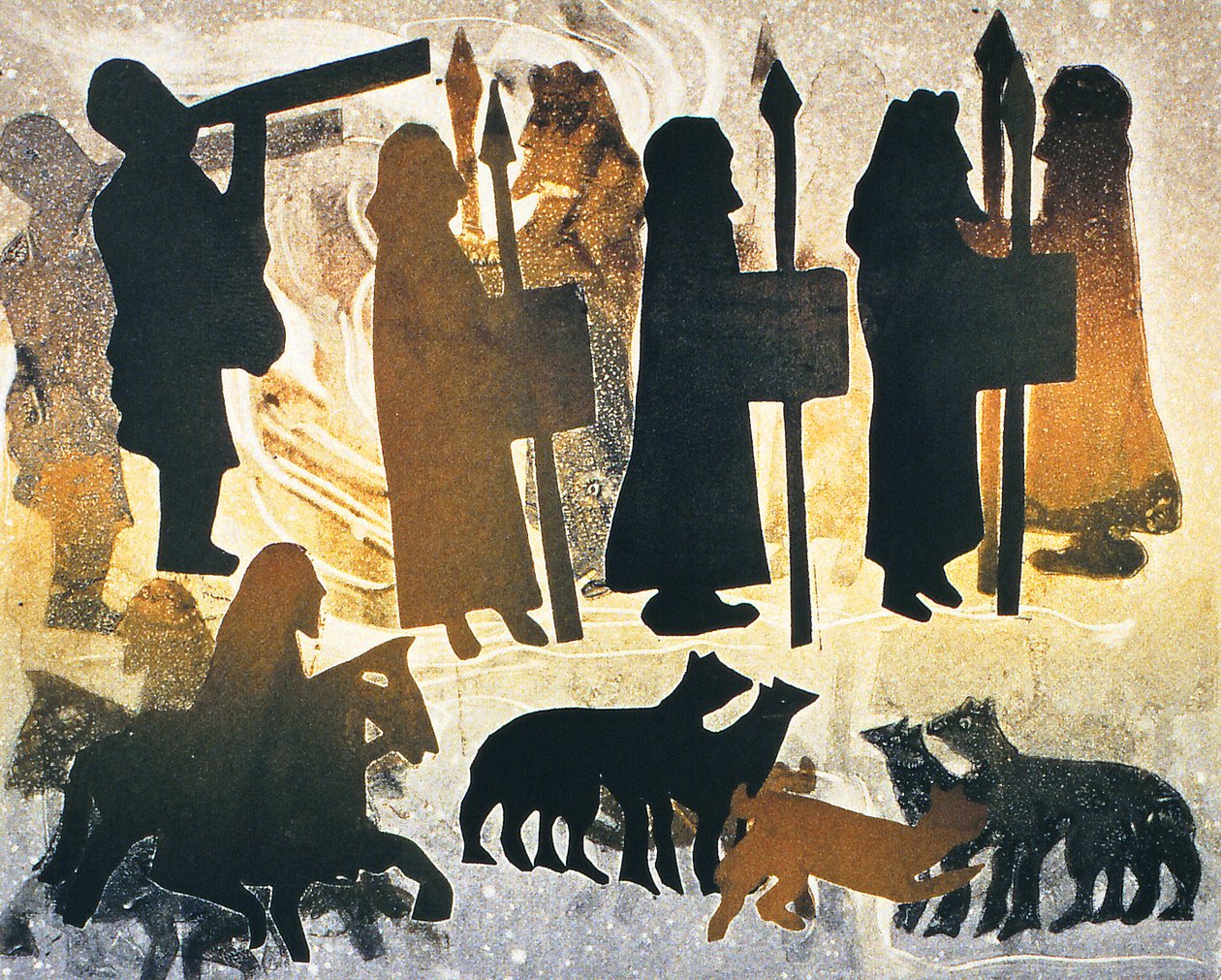 Pictish Journey, 2000 (monoprint) af Gloria Wallington