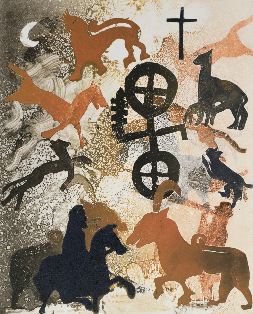 Pictish Symbols of Stone, 1995 (monotype) af Gloria Wallington
