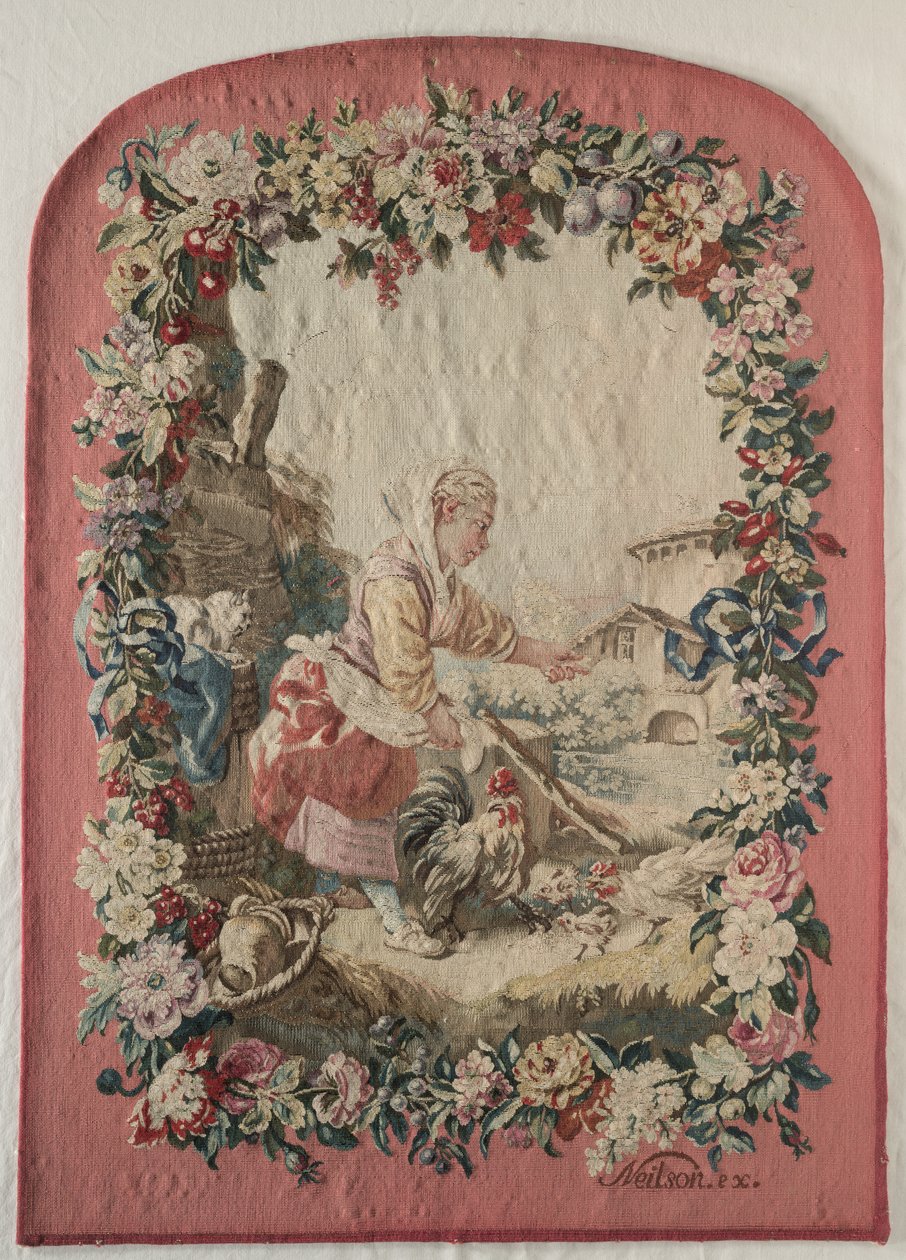 Brandskærmpanel og ramme, ca. 1775. af Gobelins