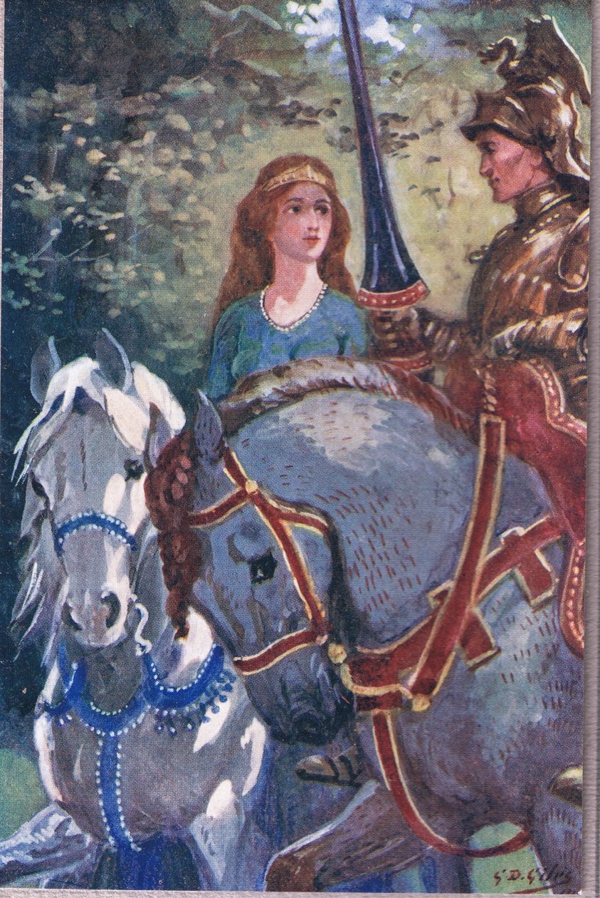 The Rhyme of the Joyous Guard: Med hende gennem Lyonesse red jeg, fra Poems of Adam Lindsay Gordon udgivet af T. N. Foulis, 1912 af Godfrey Douglas Giles
