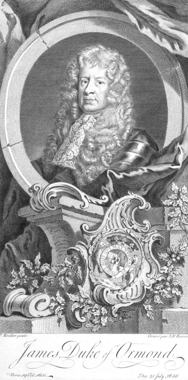 James Butler, 1. hertug af Ormonde (1610-88), graveret af Simon Francois Ravenet (1706-74) af Godfrey Kneller