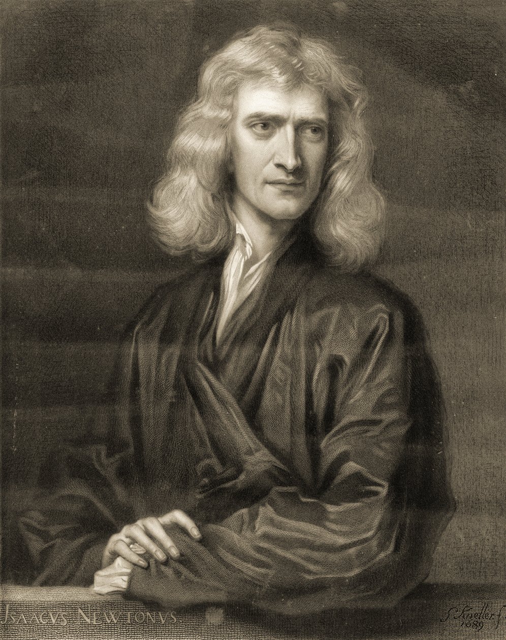 Portræt af Sir Isaac Newton af Godfrey (after) Kneller