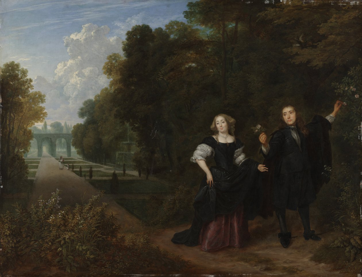 The Promenade (olie på kobber) af Gonzales Coques