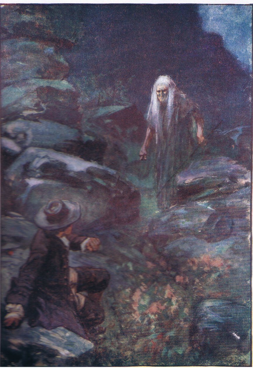 Alt dette, mens den frygtsomme kvinde nærmede sig, fra Lorna Doone pub. af W & R Chambers Ltd, 1921 af Gordon Frederick Browne