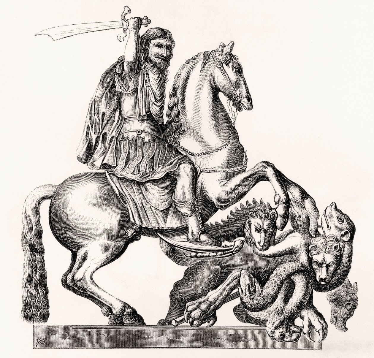 Kong Charles II af England repræsenteret som St. George Slaying the Dragon, 1855 af Gottfried Leigeber
