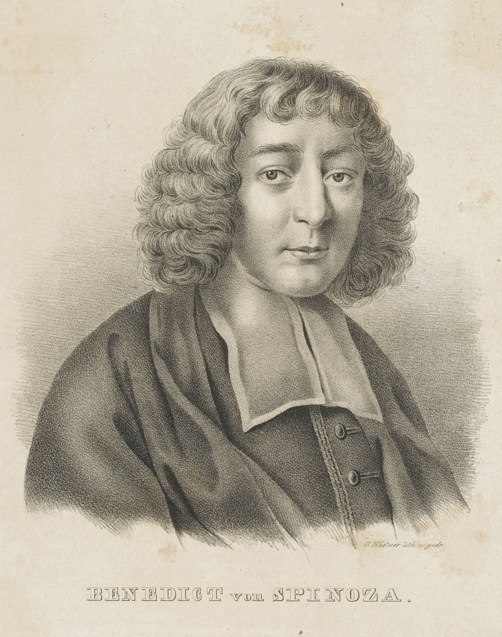 Portræt af Baruch Spinoza, ca. 1830-1840. af Gottfried Küstner
