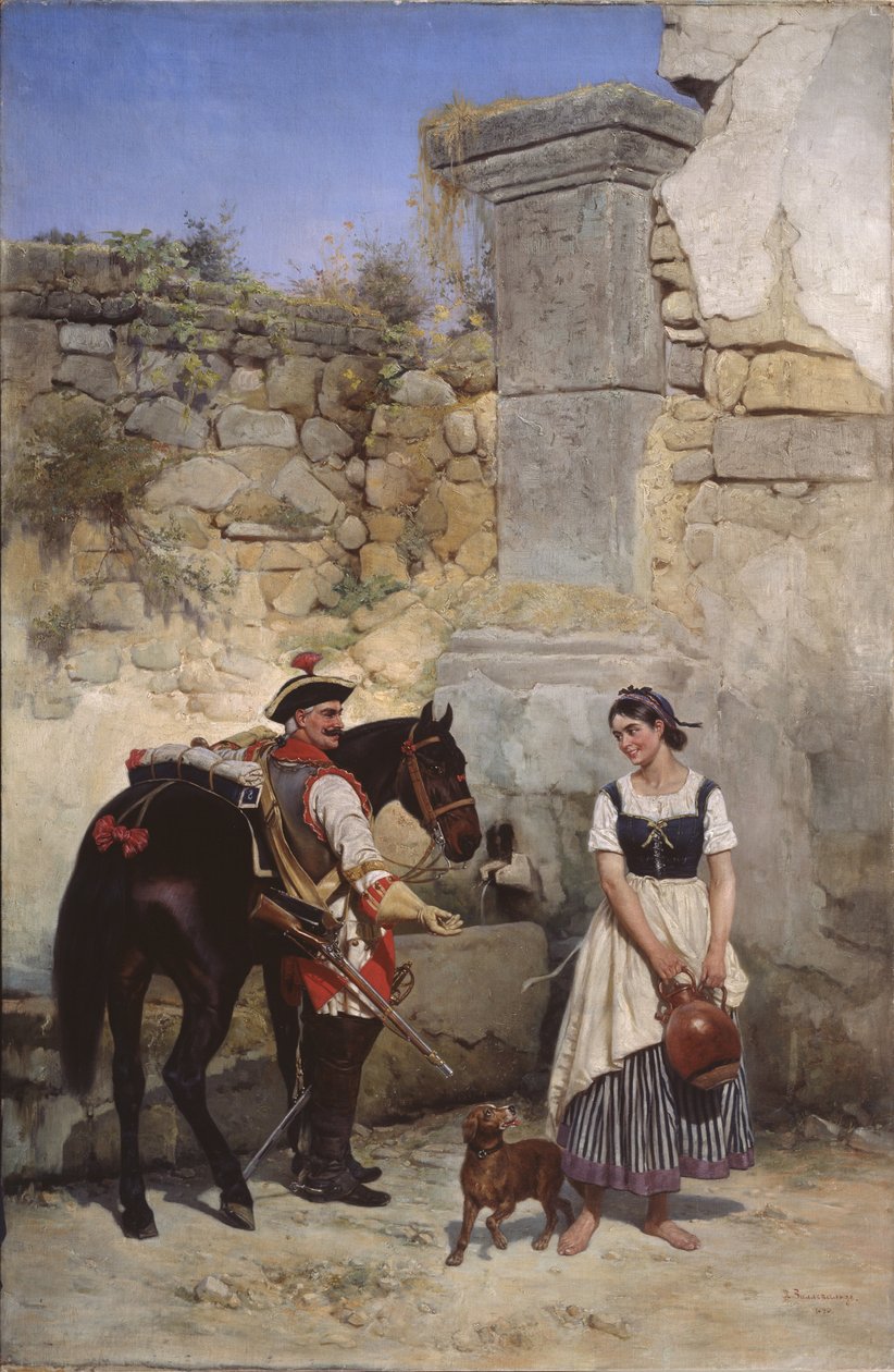 Scene ved brønden, 1890 af Gottfried Willewalde