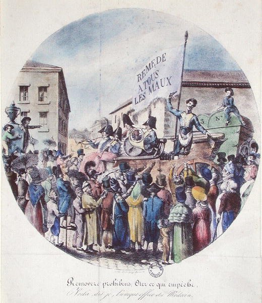 Charlatanen (farve litho) af Gottfried or Godefroy Engelmann