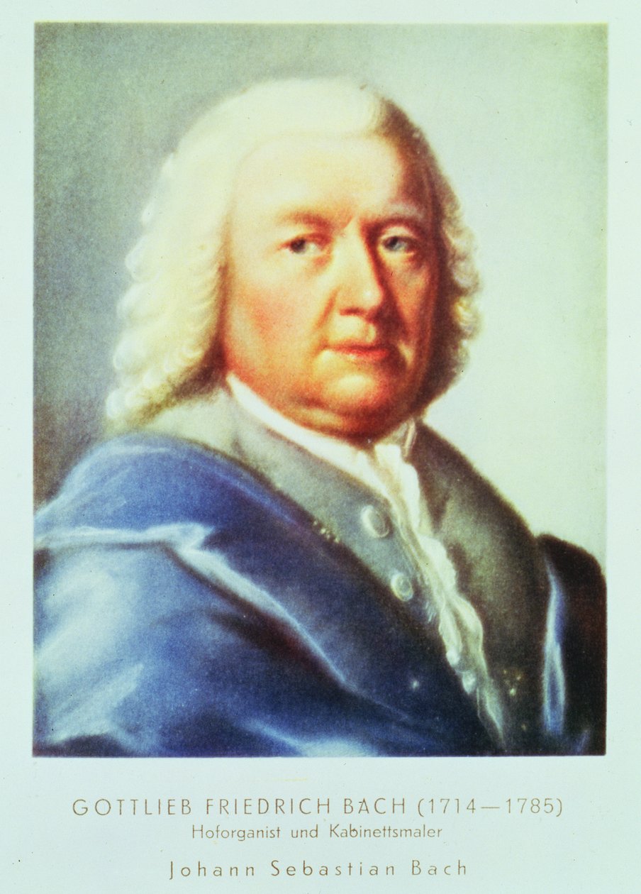 Portræt af Johann Sebastian Bach (1685-1750) af Gottlieb Friedrich Bach