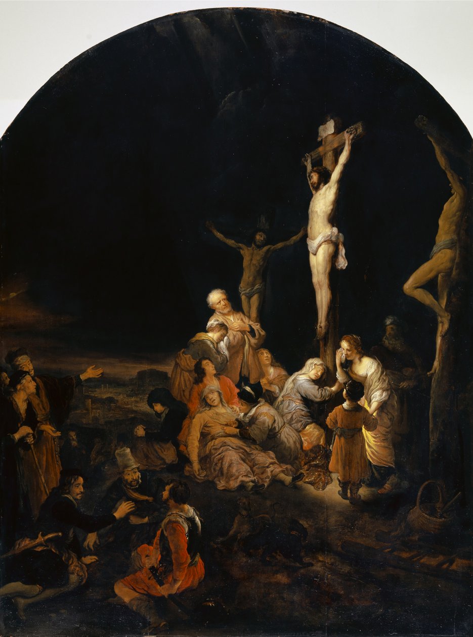 Golgata, 1649 (olie på egetræ) af Govaert Flinck