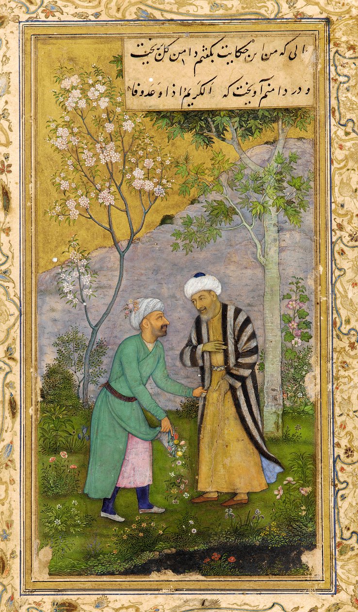 Saadi i en rosenhave, 1645. af Govardhan