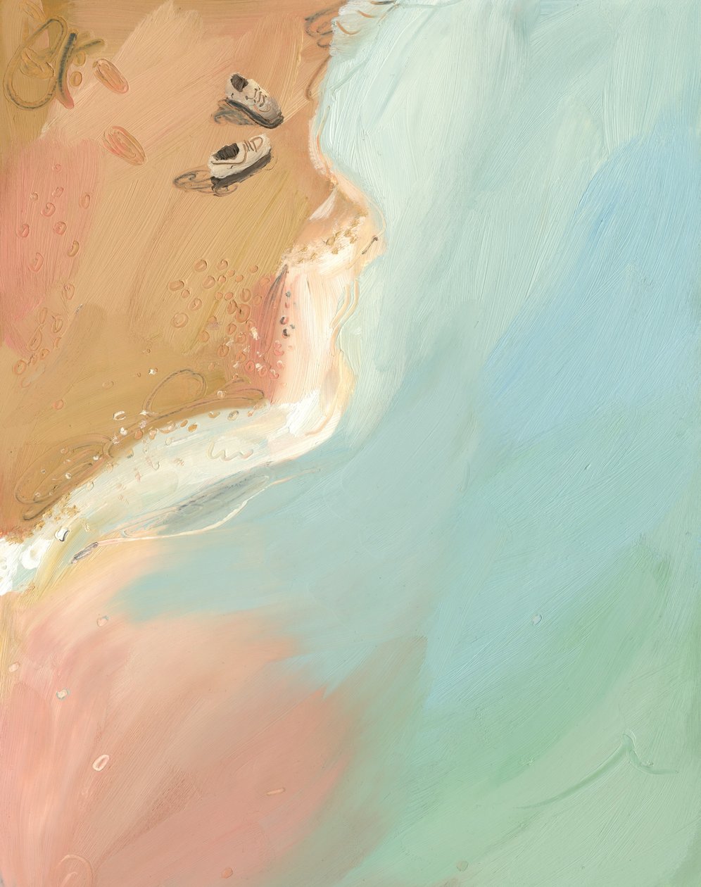 Beach, 2013 (olie på papir) af Grace Helmer