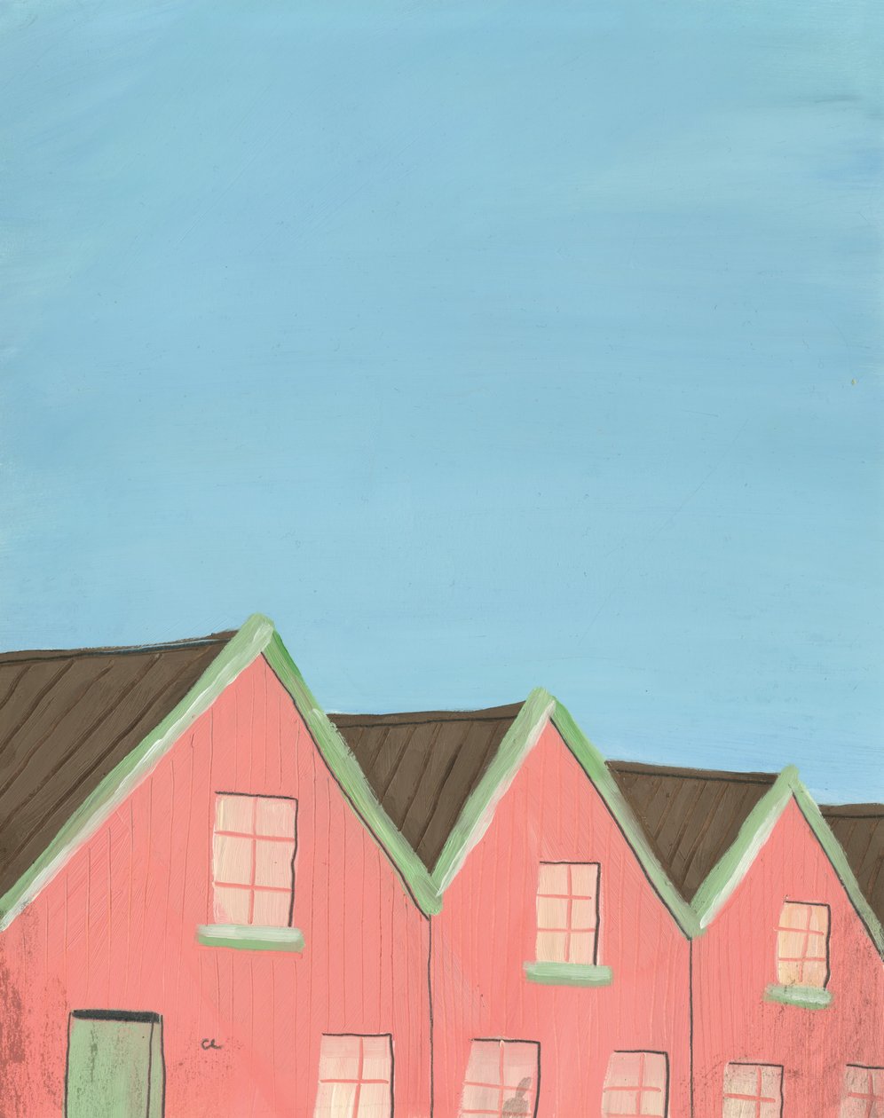 House, 2013 (olie på papir) af Grace Helmer