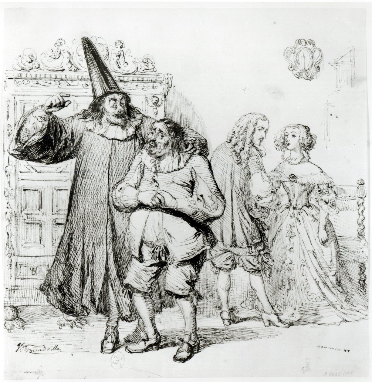 Argan og Monsieur Purgon, fra "Le Malade Imaginaire" (1673) af Moliere (1622-73) af Grandville