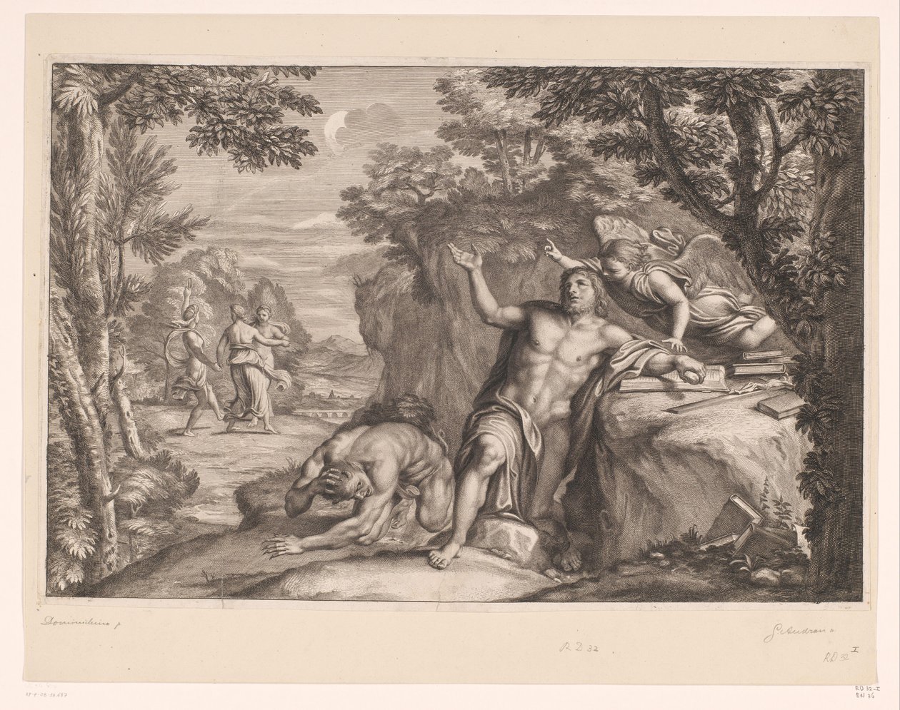 Fristelse af Hieronymus i ørkenen af Gérard Audran