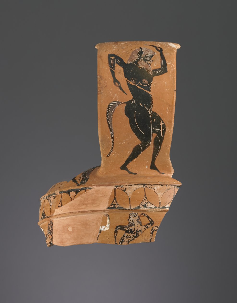 Athensk attisk sortfigur nikosthenisk amforafragment, ca. 550-40 f.Kr. (terracotta) af Greek