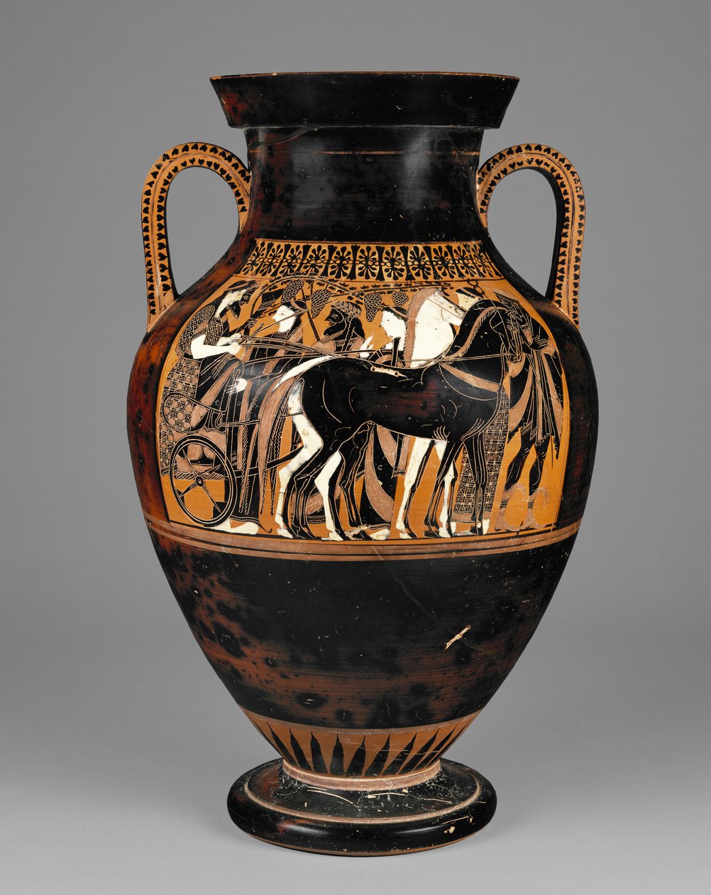 Athensk attisk sortfigur amfora med Dionysos og Ariadne, 540-30 f.Kr. (terracotta) af Greek