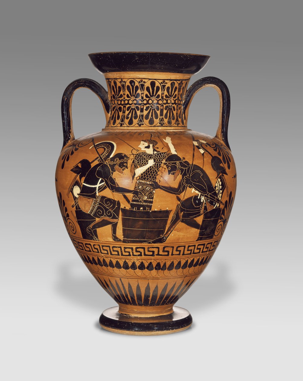 Athensk Attic sort-figur hals amfora med Ajax og Achilleus, ca. 510 f.Kr. (terracotta) af Greek