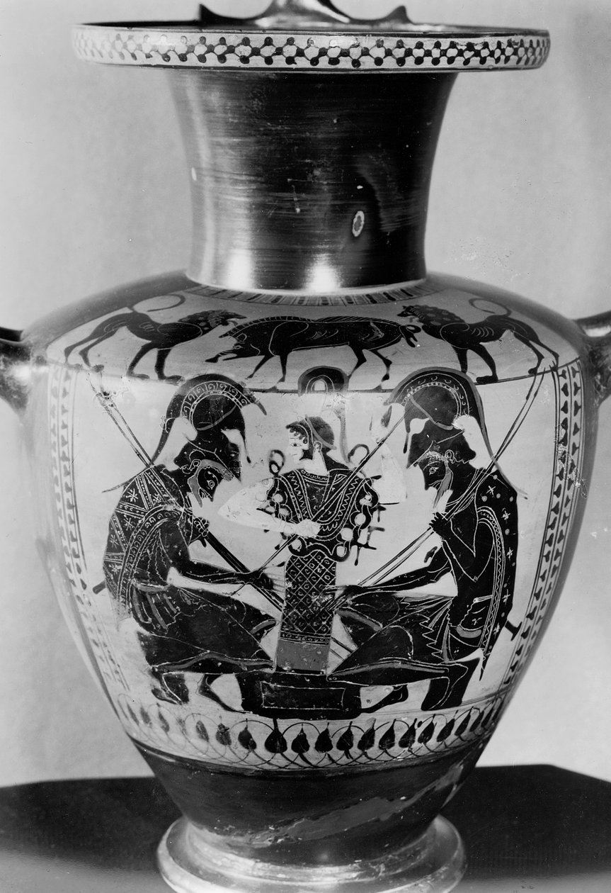 Attic sort figur hydra skildrer Achilles og Ajax, der spiller terninger (lertøj) af Greek
