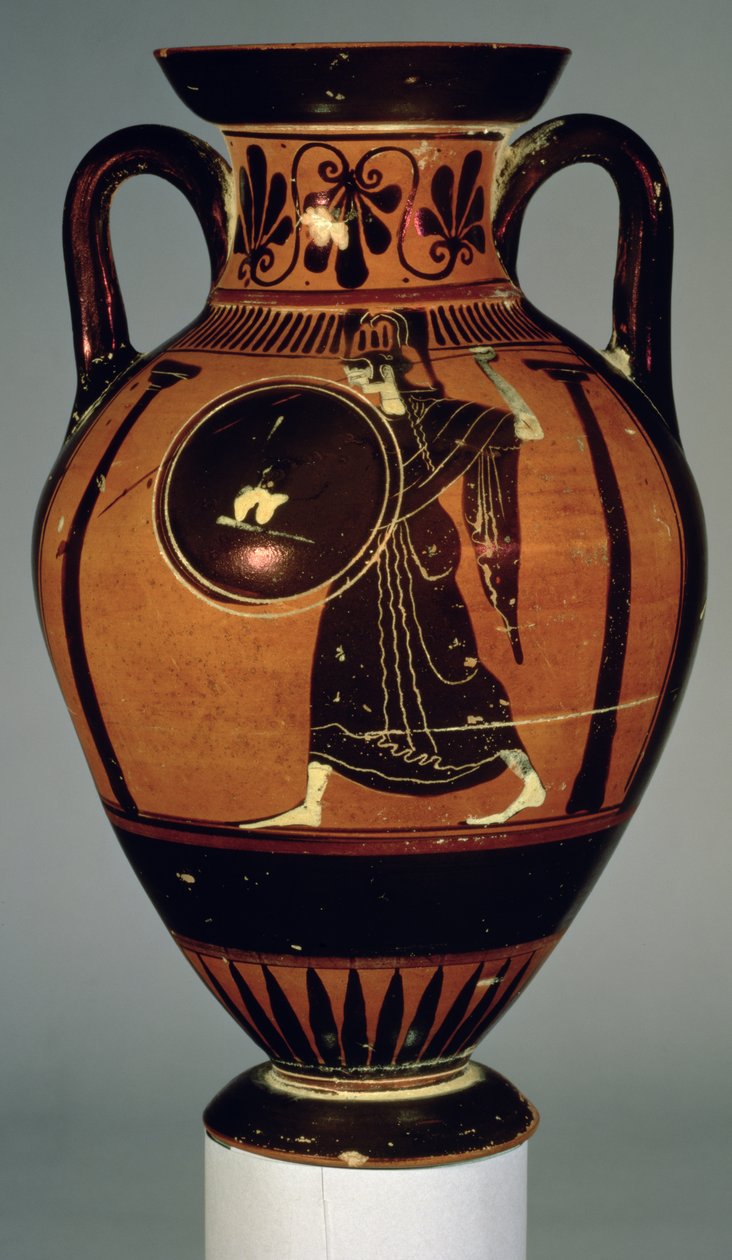 Attisk sort-figur amfora forestillende Athena, 5. århundrede f.Kr. (keramik) af Greek
