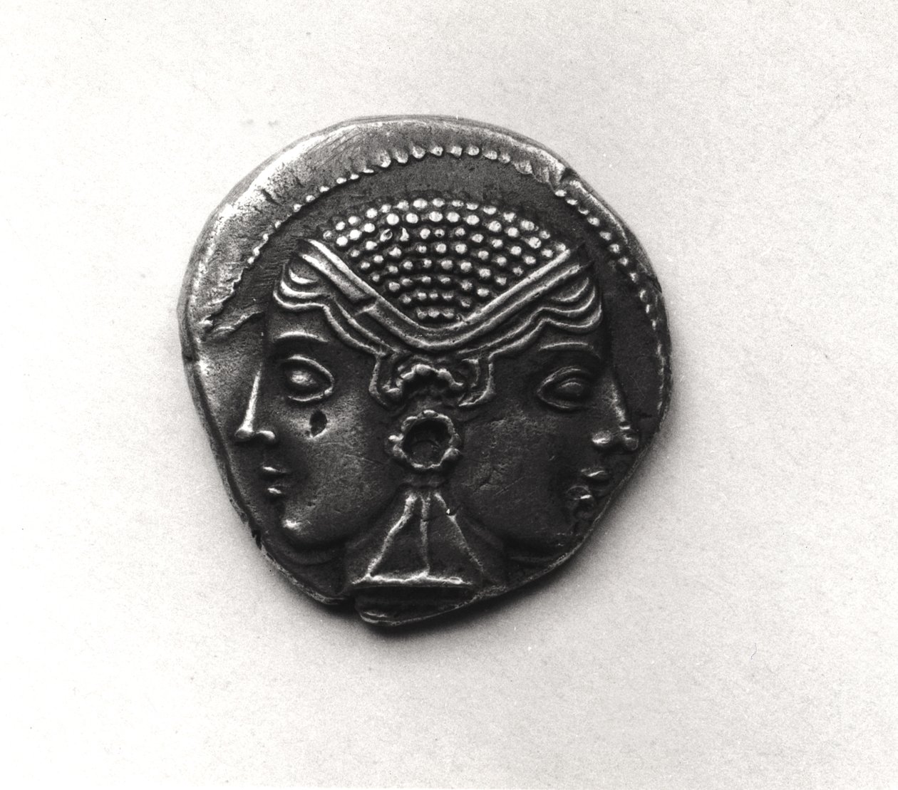 Mønt fra Lampsacus med Janiform hoved (metal) af Greek