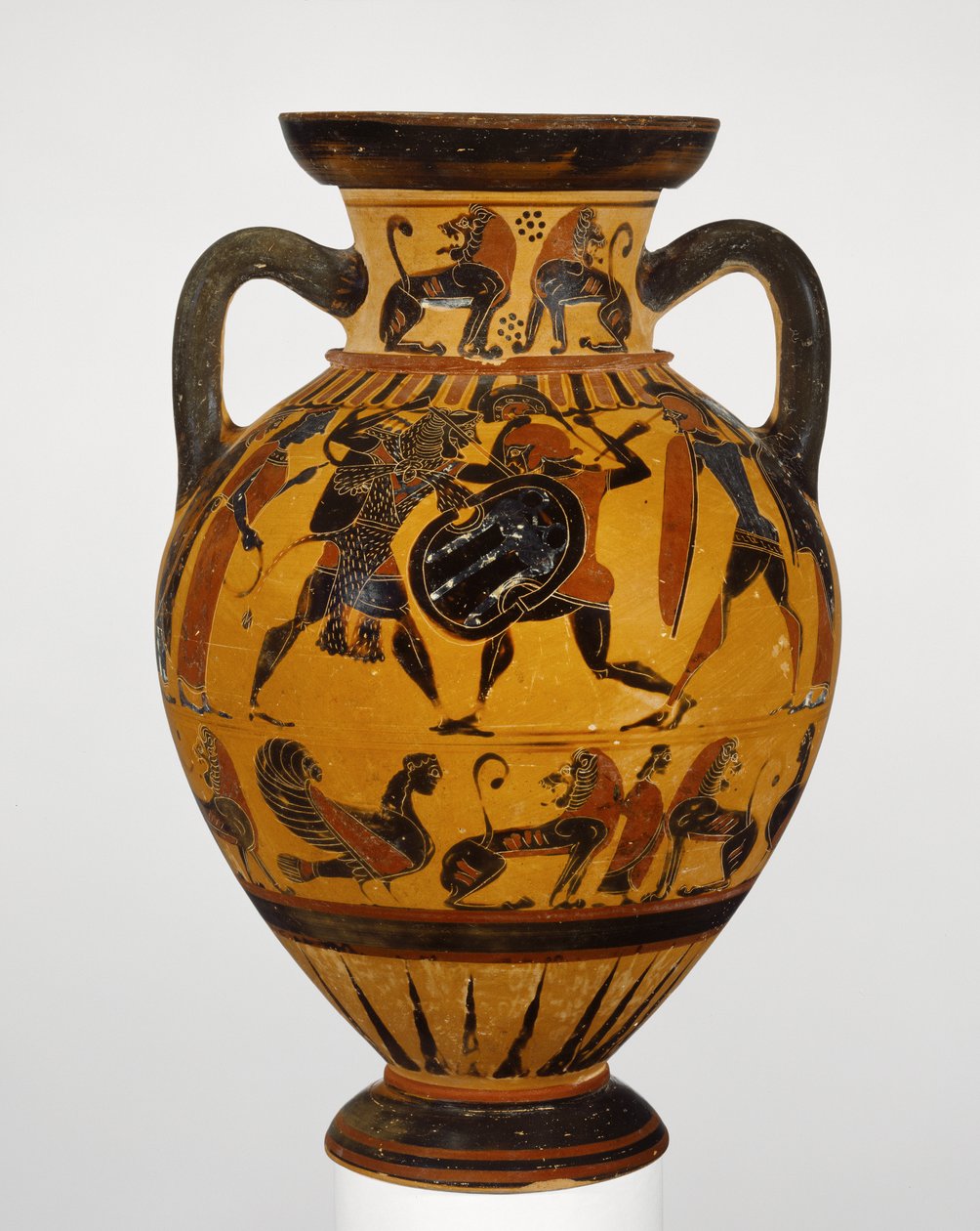 Euboisk sort-figur hals amfora, ca. 570-60 f.Kr. (terracotta) af Greek
