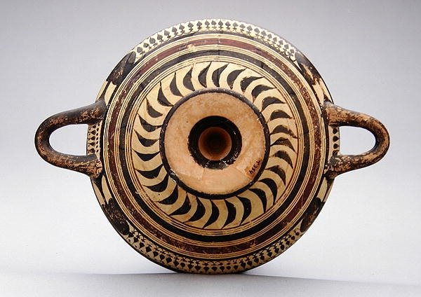 Lakonisk kylix-bæger forestillende Zeus og Hermes, ca. 550-530 f.Kr. (ler) af Greek