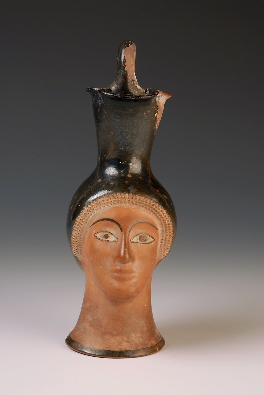 Oenochoe i form af et kvindehoved (terracotta) af Greek