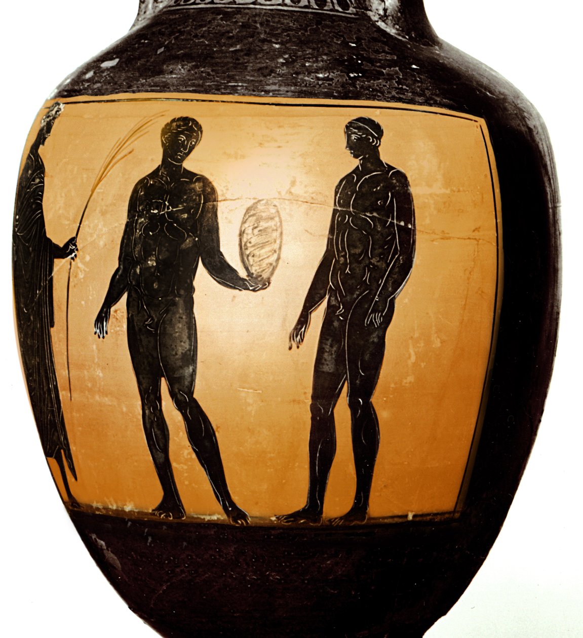 Panathenaisk amfora, der forestiller en atlet, der modtager et trofæ, 580-520 f.Kr. (keramik) af Greek