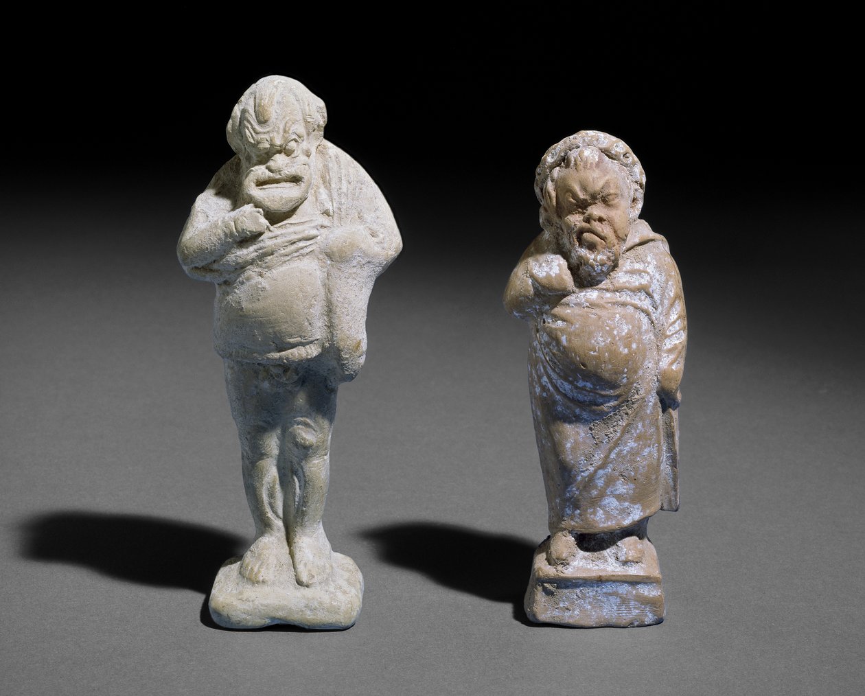 Terracotta figur af en mandlig tegneserieskuespiller, 400-201 f.Kr. (terracotta) af Greek