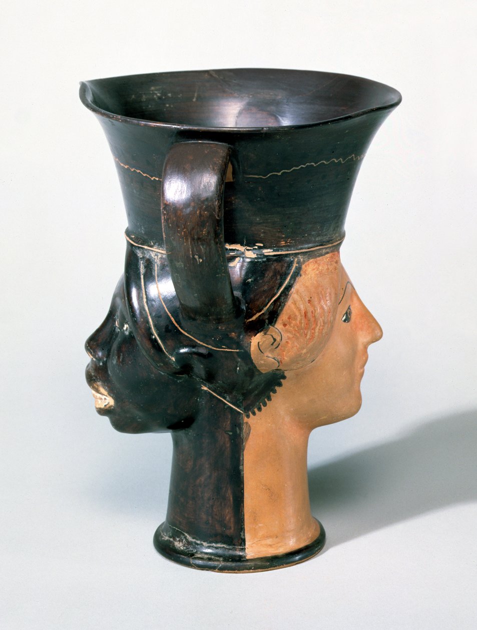 Attic Janiform Kantharos Cup, ca. 470 f.Kr. (keramisk) af Greek