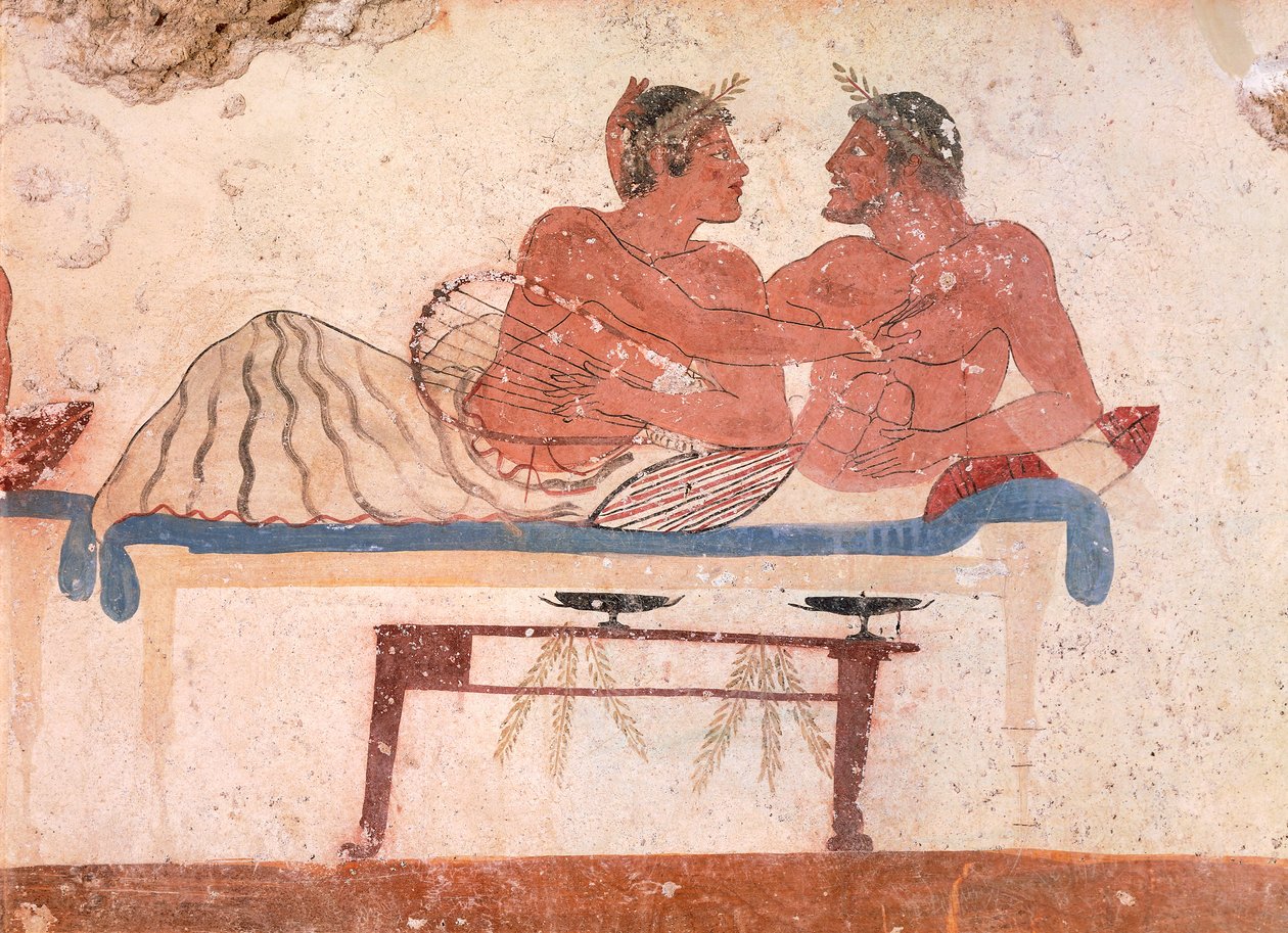 Symposiumscene (detalje), ca. 480-490 f.Kr. (fresco) af Greek
