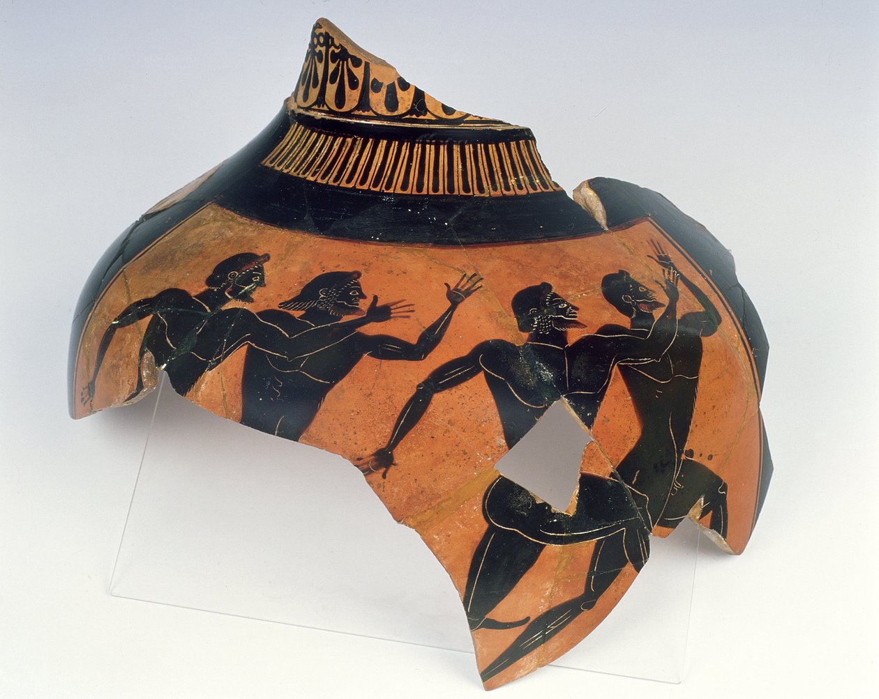 Fragment af Panathenaic Amphora (keramik) af Greek School