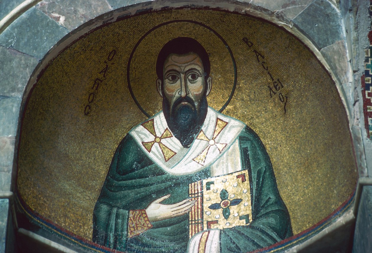St Basil, mosaik i Katholikon (mosaik) af Greek School