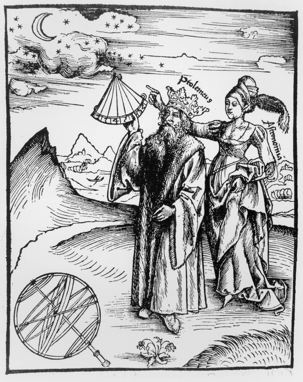 Allegori om astronomi, fra en udgave af "Margarita Philosophica" af Gregor Reisch, udgivet i Basel 1508. af Gregor Reisch