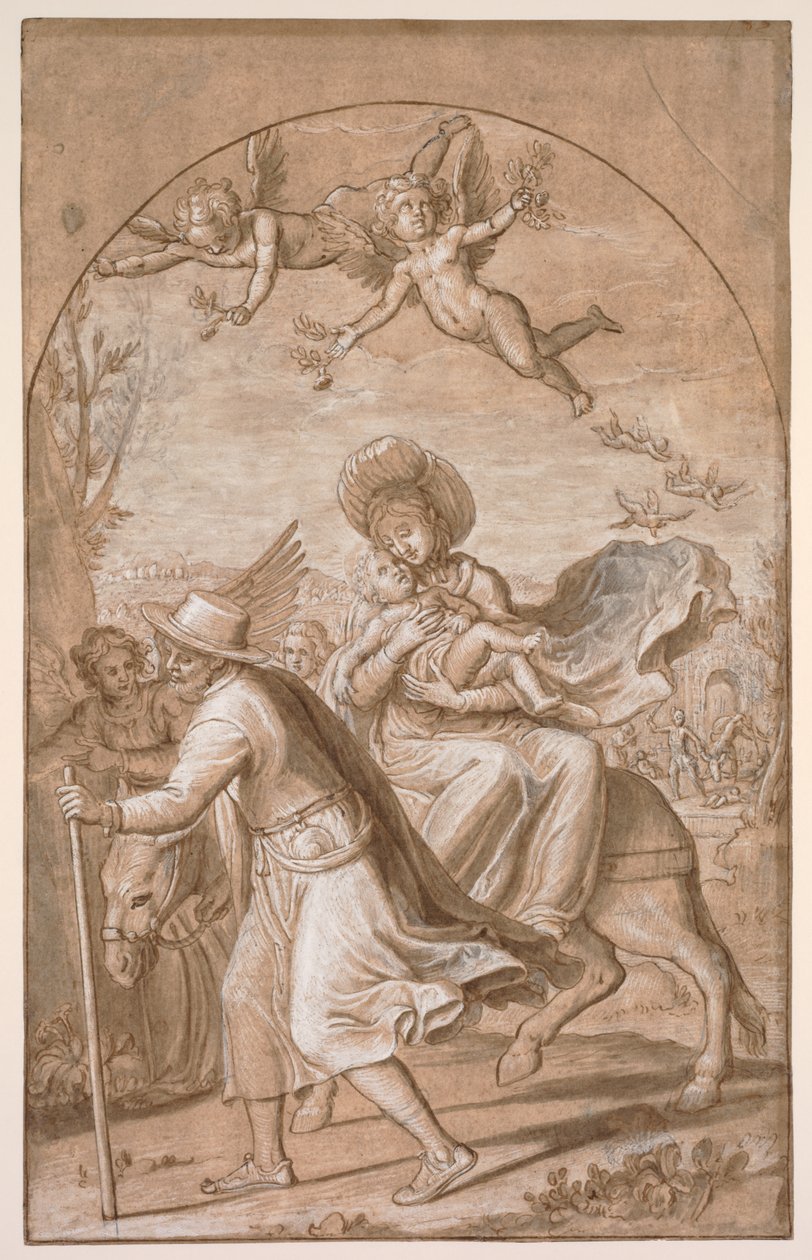 Flugten til Egypten, ca. 1590. af Gregorio Pagani