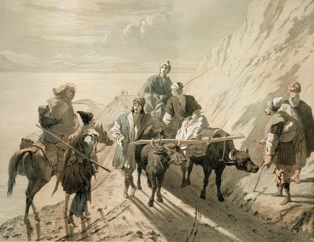 Sevang- eller Cockcha-søen, Transkaukasien, plade 23 fra en bog om Kaukasus, indgraveret af Eugene Le Roux (1807-63), udgivet af Alfred Leon Lemercier, Paris, 1847 af Grigori Grigorevich Gagarin