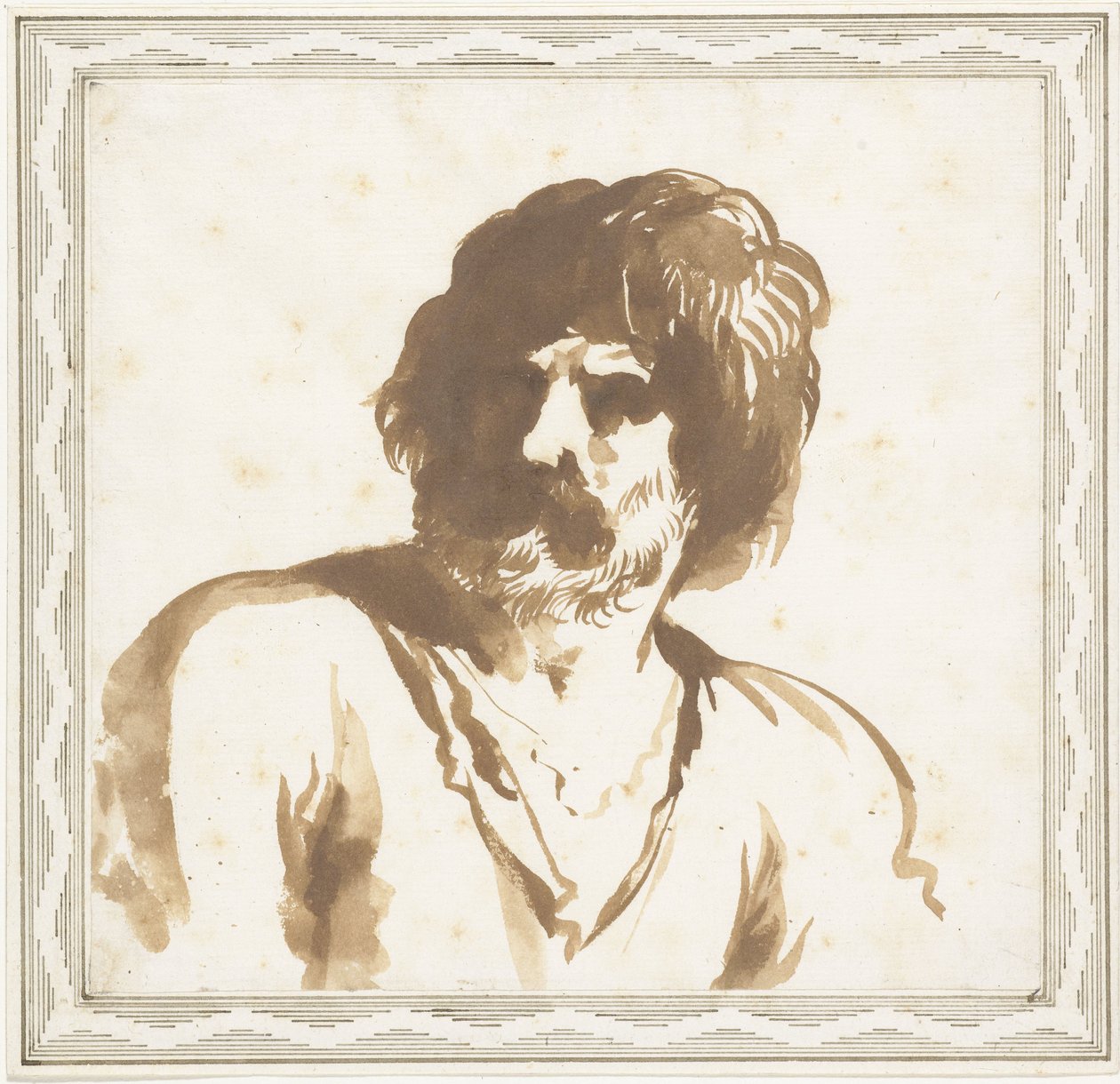 Buste af en mand af Guercino (attributed to)