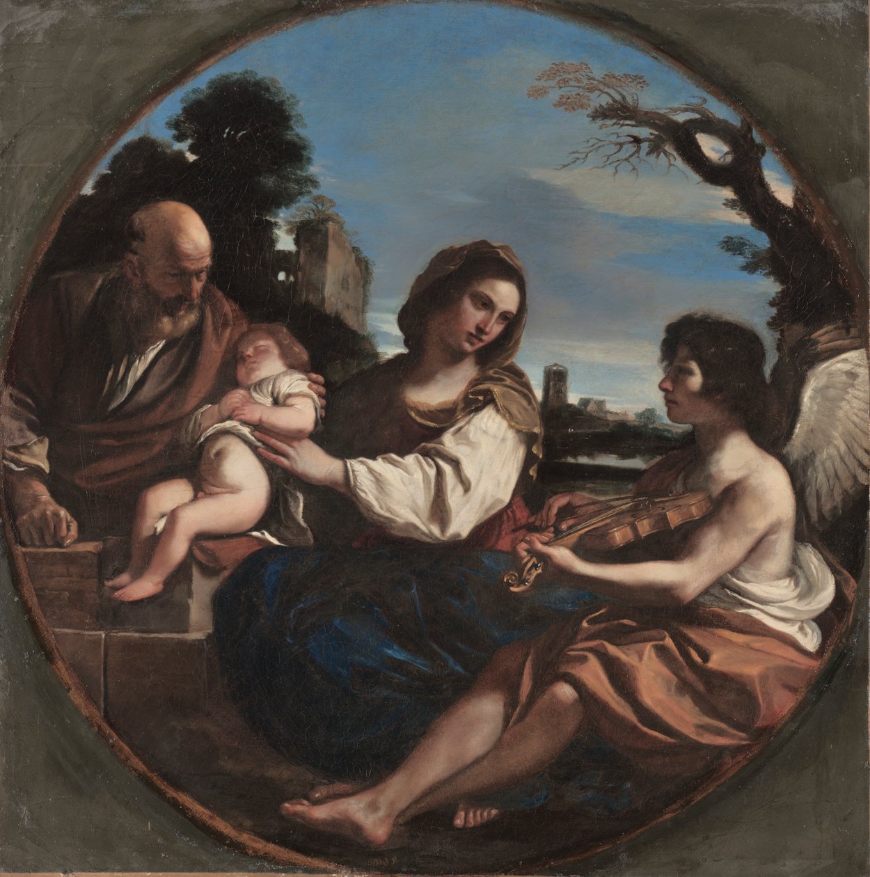 Hvil på flugten til Egypten, 1624. af Guercino