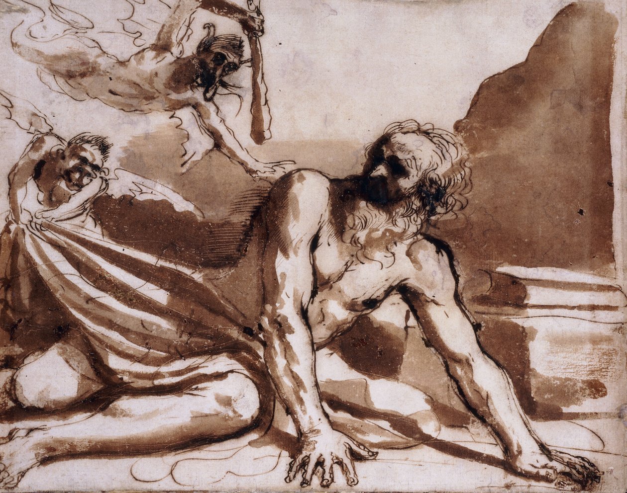 Sankt Antonius slået af djævle, af Guercino