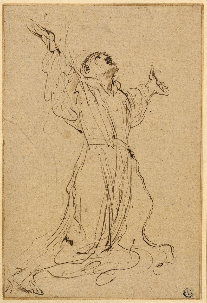 Undersøgelse for Saint Francis Modtager Stigmata af Guercino