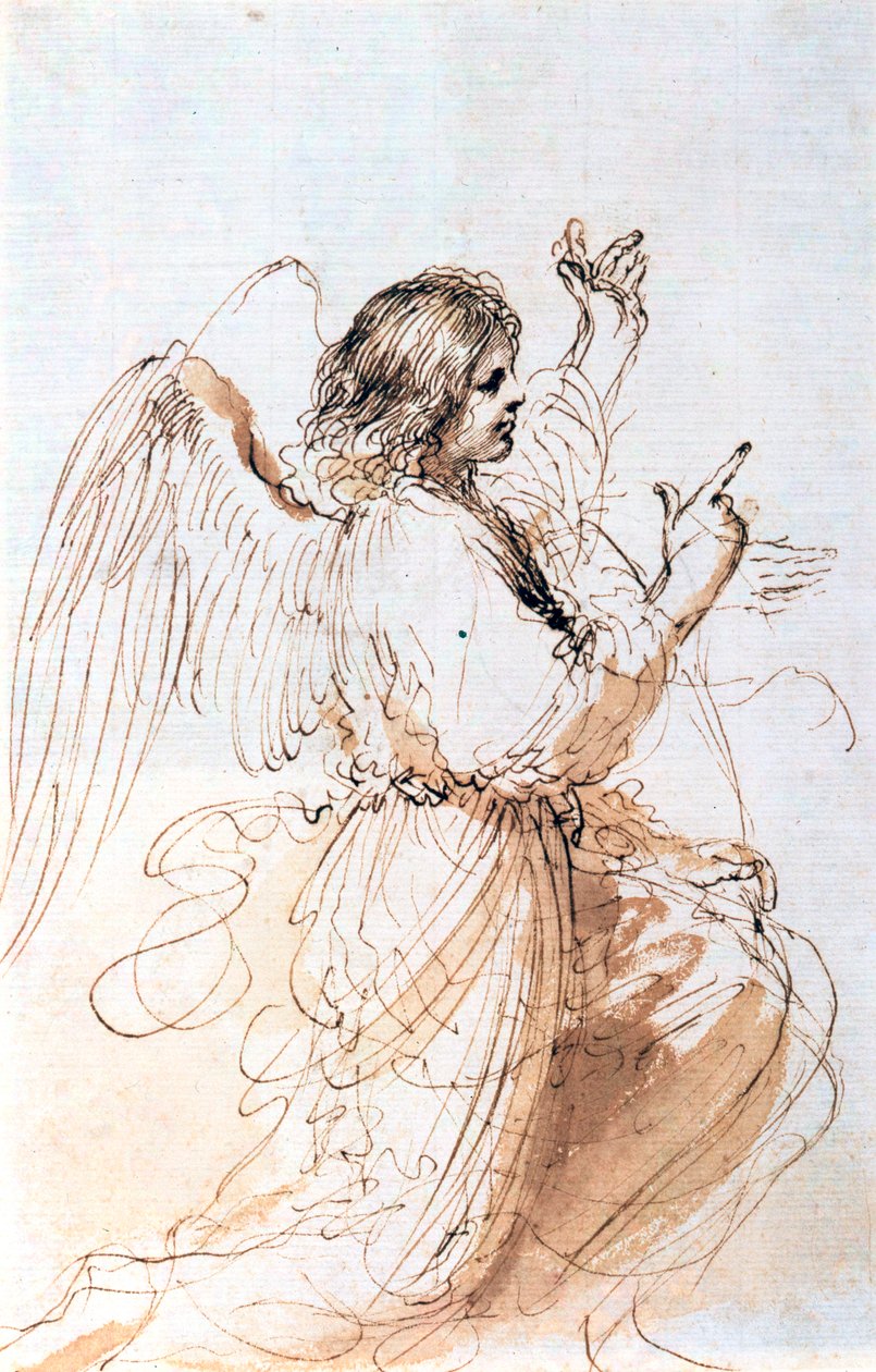 Studie af en engel, c1611-1666 af Guercino