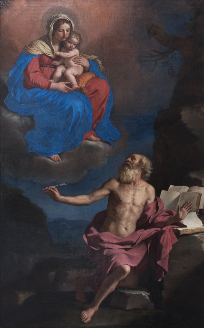Jomfruen og barnet viser sig for Sankt Hieronymus af Guercino