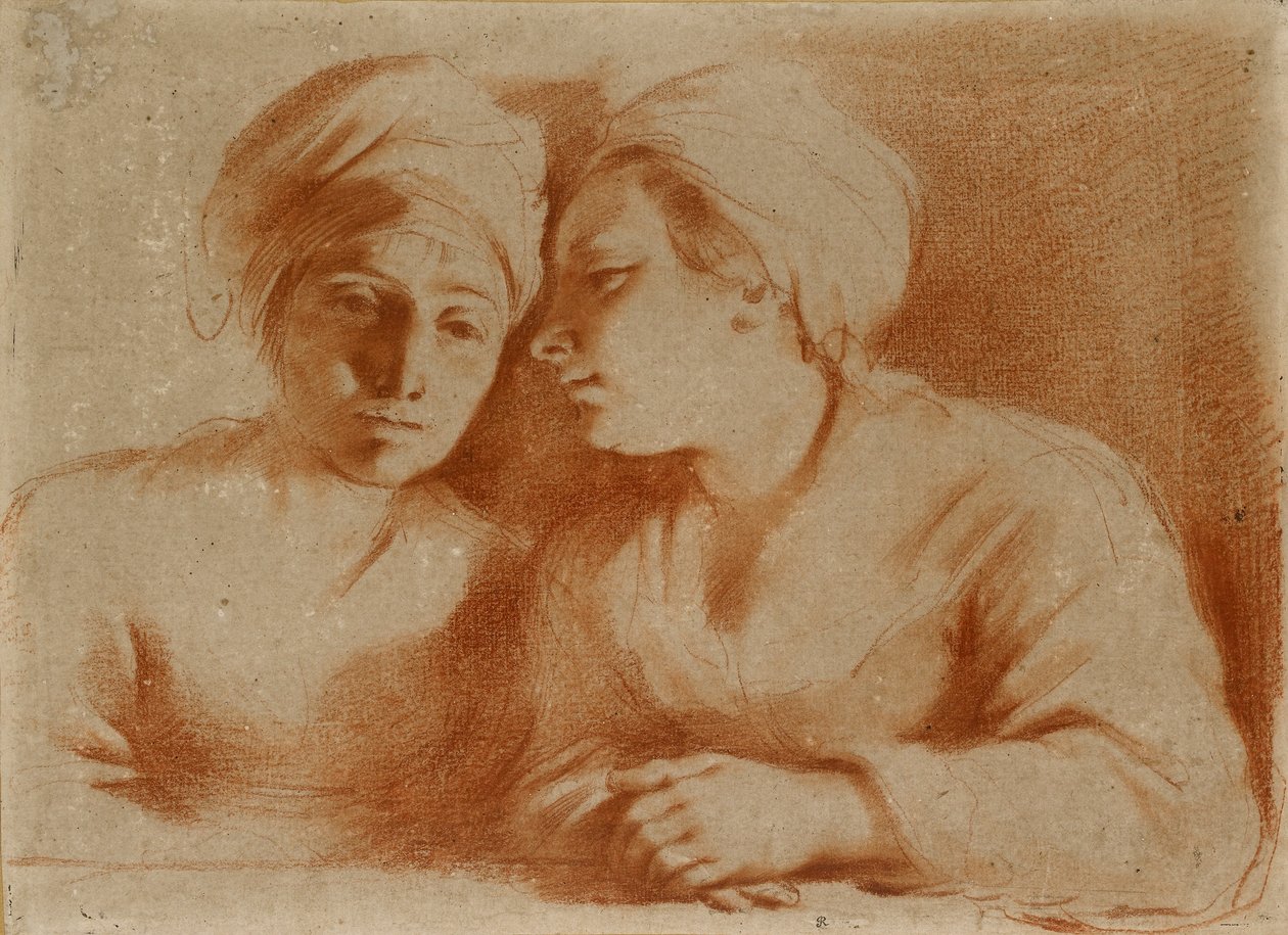 To kvinder siddende, midten af 1600-tallet af Guercino