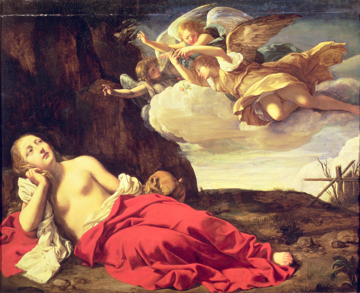 Penitent Mary Magdalene (olie på tin-belagt kobber) af Guido Cagnacci