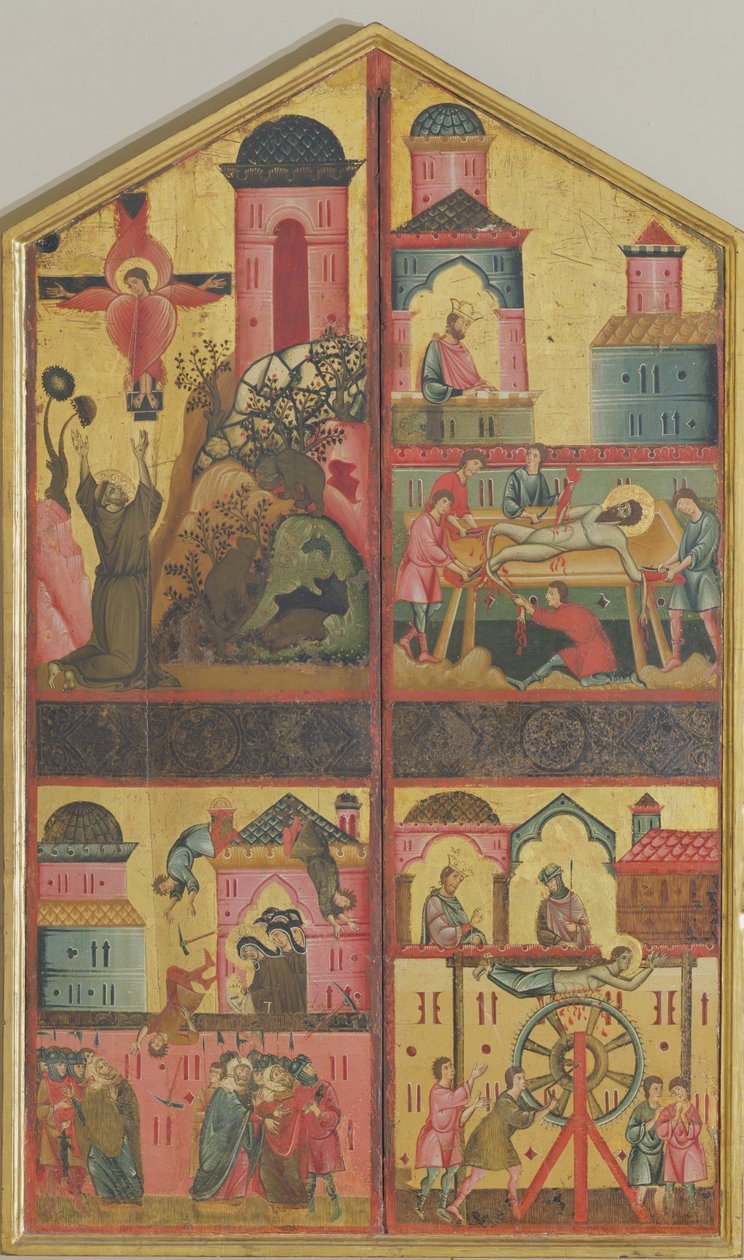 Diptykon af St. Claire, ca. 1280 (tempera & guld på panel) af Guido da Siena