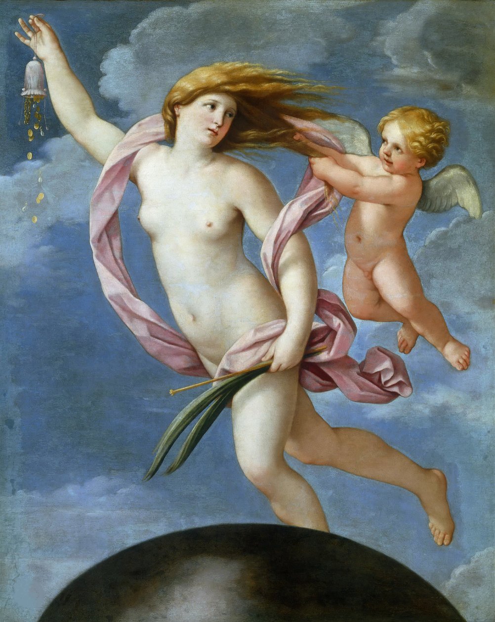 Fortuna med en pung, 1637. af Guido Reni
