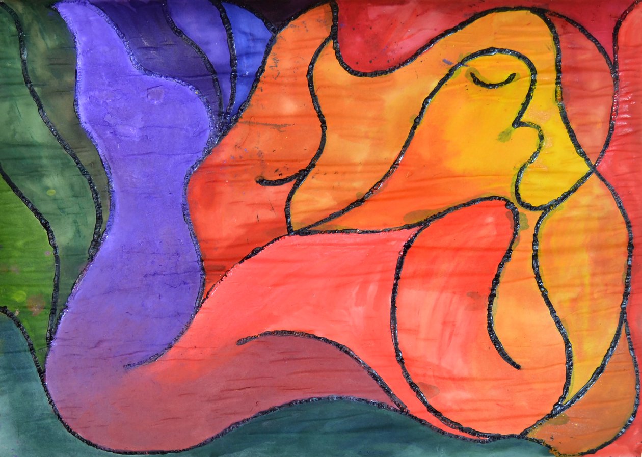 Liggende, 2014 (akryl på papir) af Guilherme Pontes