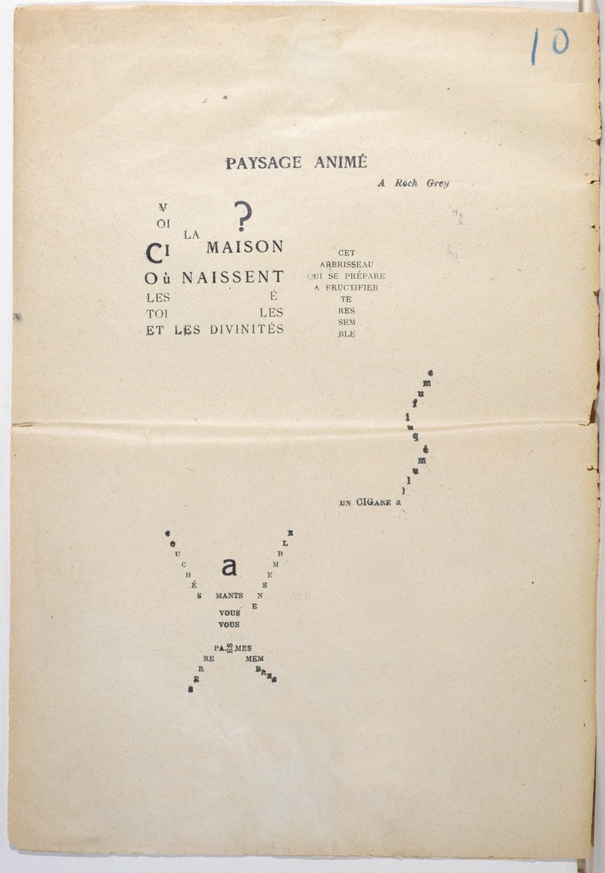 Prøvekopi af en side fra "Et Moi Aussi Je Suis Peintre", 1914 (blæk på papir) af Guillaume Apollinaire